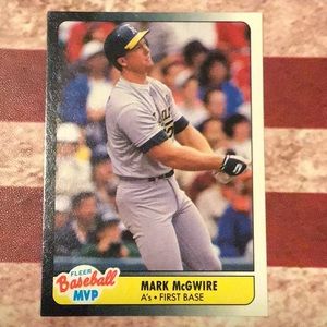 Mark McGwire, Oakland A’s first baseman baseball card, 1990 fleer